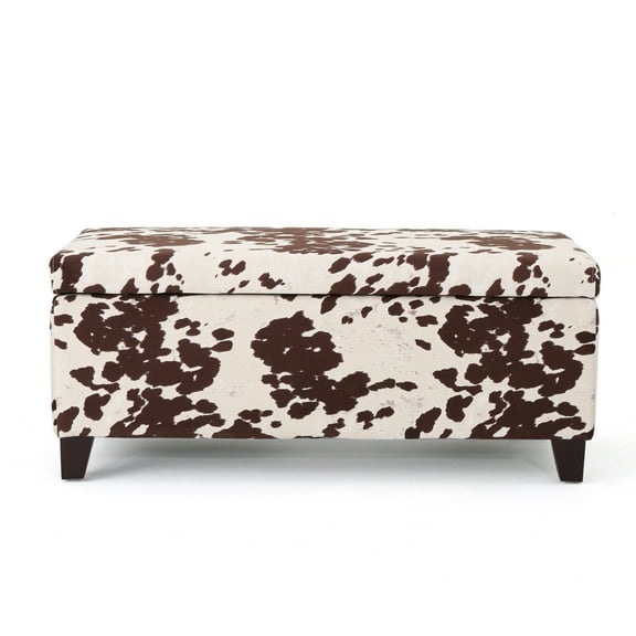 GDF Studio Delray Contemporary Upholstered Storage Ottoman, Cow Print Velvet