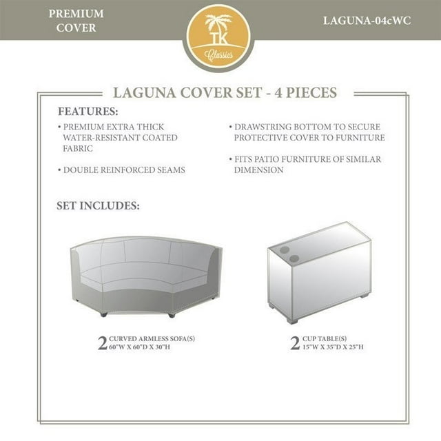 TK Classics Laguna 4 Piece All Weather Cover Set 04c in Beige