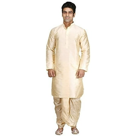 

Royal Men s Silk Blend Dhoti & Kurta Set_Gold
