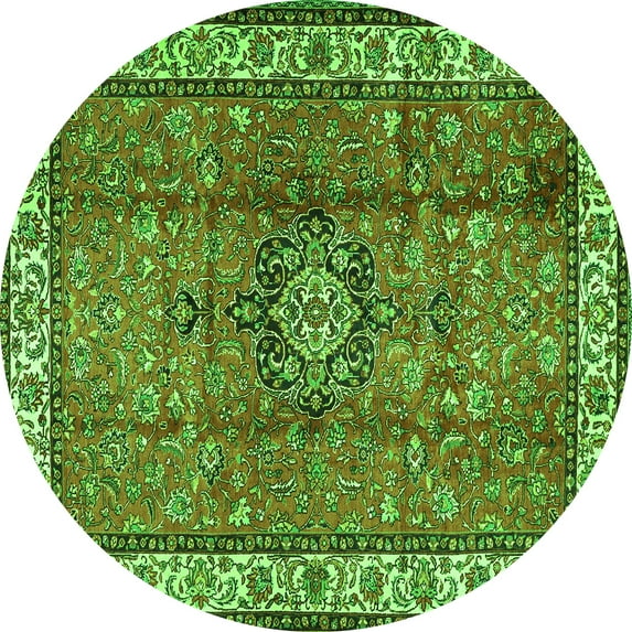 Ahgly Company Indoor Round Persian Green Traditional Area Rugs, 4' Round