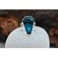 thumbnail image 2 of London Blue Topaz Natural Gemstone Coffin Ring, Solid 925 Sterling Silver, Proposal Ring, Statement Ring, Promise Ring, Unisex Handmade Jewelry, Gift For Him Her (london-blue-topaz), 2 of 5