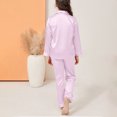 thumbnail image 6 of Lovzfmll Silky Button Down Pajama Set, Long Sleeve Collared Top & Relaxed Pants for Boys & Girls, Casual Lounge Outfits for Kids 6-7 Years, 6 of 9