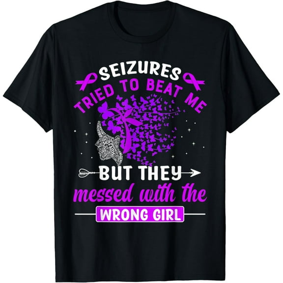 Seizures tried to beat me Epilepsy Awareness Butterfly T-Shirt