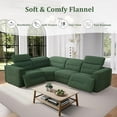 thumbnail image 4 of Reclining Sectional Power Recliner Sofa with USB Ports,Recliner Sofa Set with Adjustable Headrest,4-Seater Flannel Recliner Couch Set for Living Room Home(Green) (4-Seater Recliner Sofa Set), 4 of 5