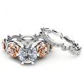 thumbnail image 1 of Rings Set Engagement White Women Rose Wedding Silver Floral Gold Filled Rings 2PCS, 1 of 2