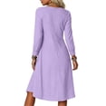 thumbnail image 6 of Lnmiateer Women Striped Long Sleeve A Line Midi Dress Loose Lightweight Breathable Summer Fall Work Beach Vacation Outfit, 6 of 7