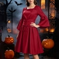 thumbnail image 7 of Renaissance Dress Women Peasant Medieval Costume Bell Sleeve Square Neck Dresses, 7 of 7