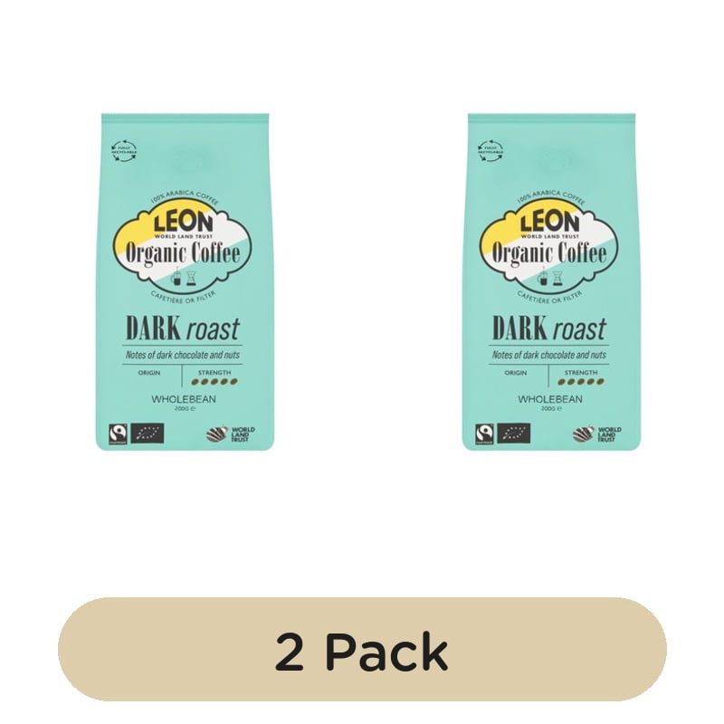 LEON Dark Roast Coffee Beans 200g, British Import (Pack of 2)