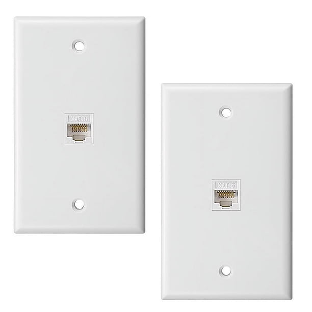 Paquete de 2 Placas de Pared Ethernet de 1 Puerto, Placa de Pared Jack con Inserto de Acoplador en LíNea Hembra a Hembra RJ45