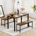 thumbnail image 2 of PUKNLY Dining Furniture Set, Bar Table with 2 Dining Benches for 4 People, Kitchen Table Counter with Chairs, Industrial for Kitchen Breakfast Table Living Room Party Room,Rustic Brown, 2 of 15