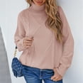 thumbnail image 2 of Fesfesfes Women Sweaters Solid Color Long Sleeve Mock Neck Pullove O-Neck Shirt Sweater Tops Plus Size Clearance $10, 2 of 8
