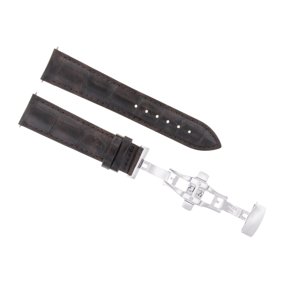 18MM LEATHER WATCH BAND STRAP FOR OMEGA SPEEDMASTER DEPLOYMENT BUCKLE  D/BROWN