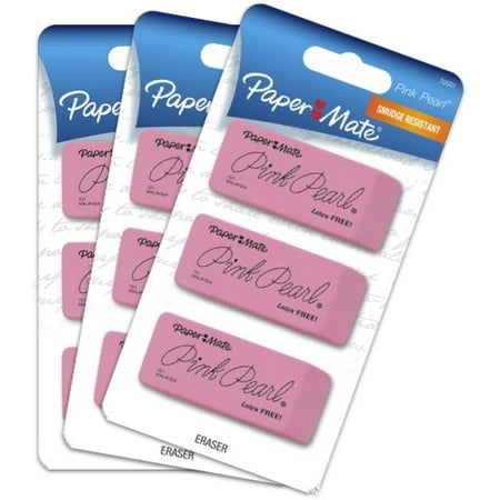 Paper Mate Pink Pearl Erasers, Large, 9-Pack