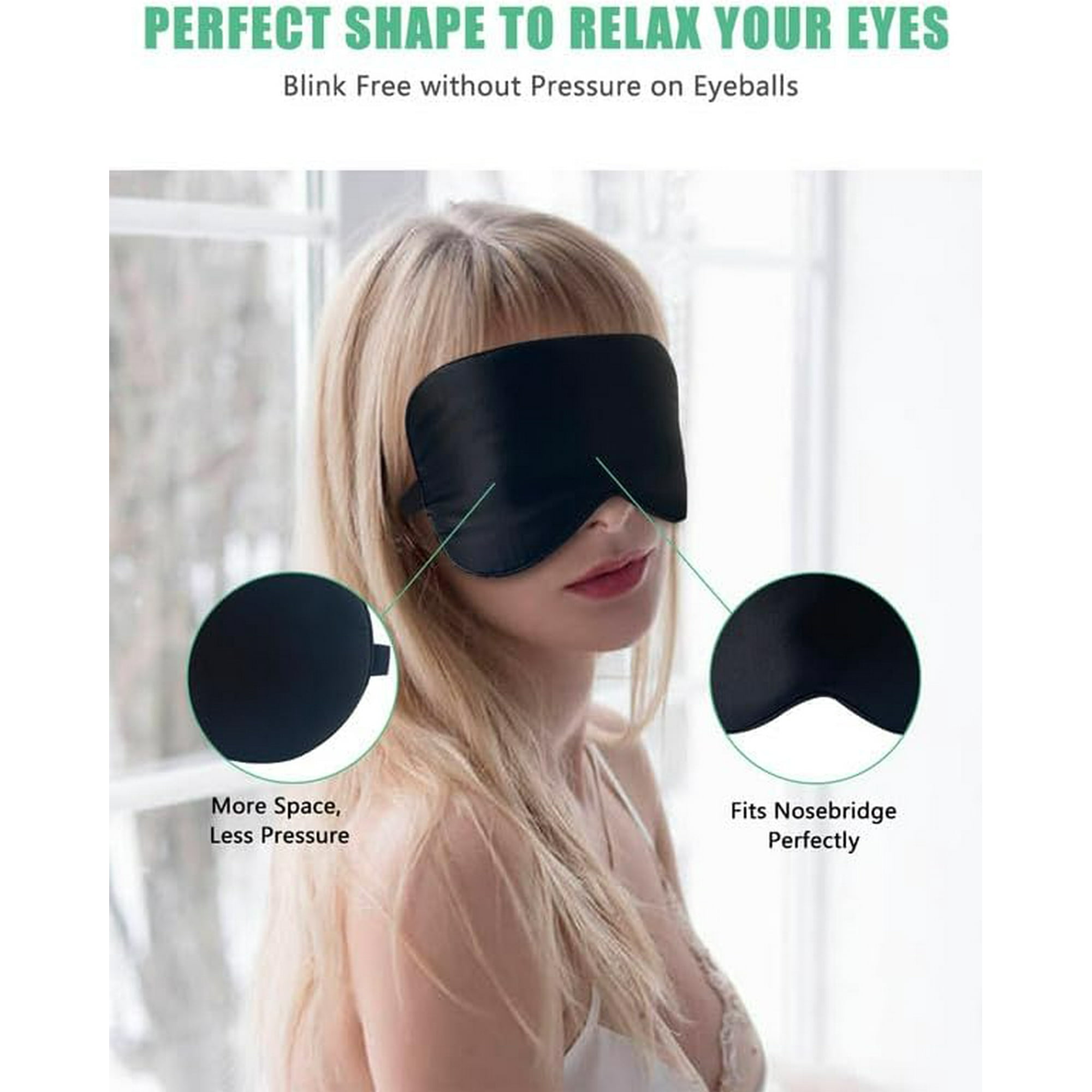 Sleep Mask 2 Pack Natural Pure Silk Eye Mask for Sleep Weighted Eye Mask with Adjustable Strap Blindfold for Sleep Blocks Light