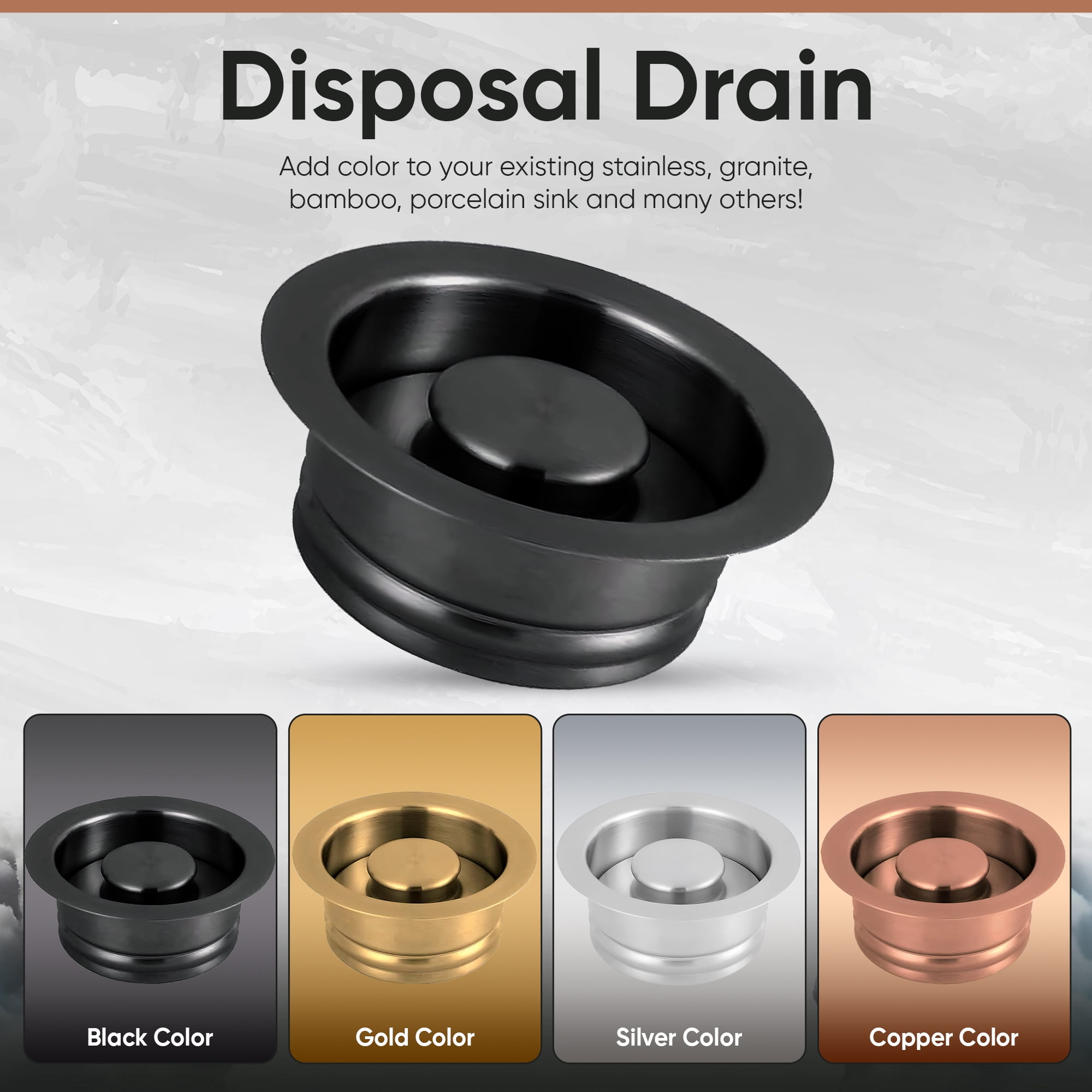 Strictly Sinks Garbage Disposal Flange & Stopper - Stainless Steel Garbage Disposal Drain for 3-1/2 Inch Standard Sink Drain Hole - Anti-Clog Kitchen Sink Drain with Garbage Disposal Stopper Black