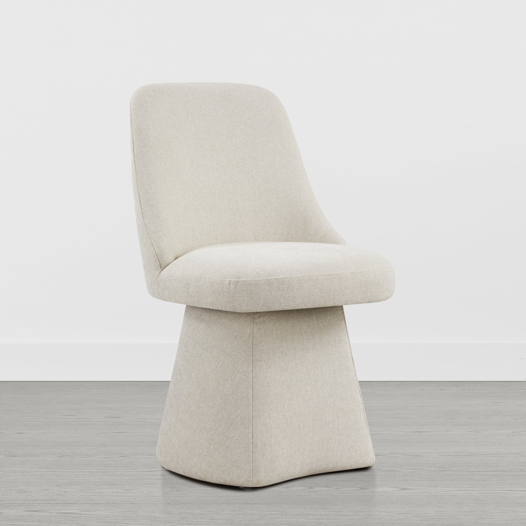 Spruce & Spring Modern Upholstered Swivel Dining Chair with High Back and Conical Base, Single, Linen Fabric