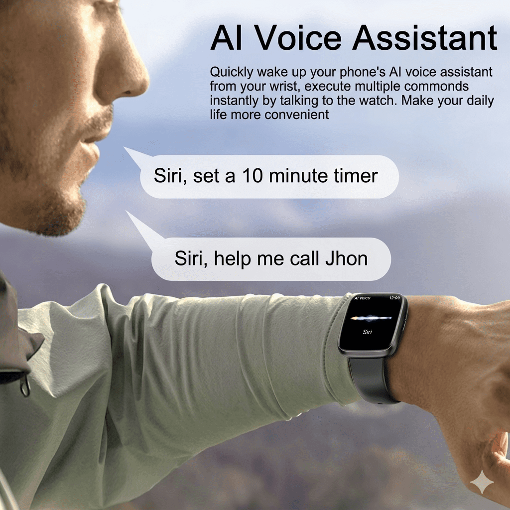2026 Smart Watch for Android Iphone , 1.75" Women Men Fitness Tracker with Bluetooth Answer/Calls,IP68 Waterproof, AI Voice Assistant,100+ Sports ,Sleep Tracker,Weather,Black