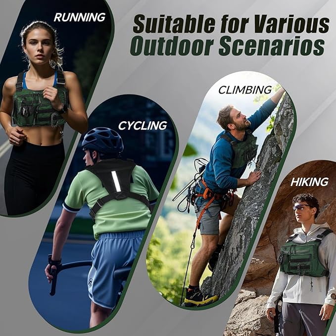 Chest Bag for Men,Running Pack Vest for Workouts,Water Resistant Sports Chest Pack For Running