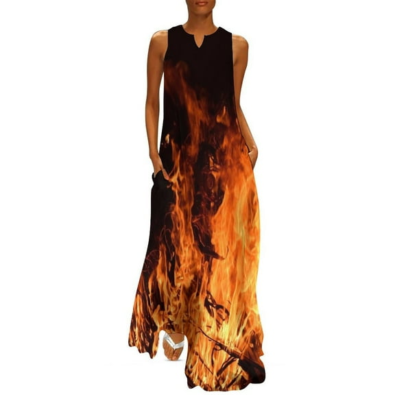 Fire flames at night campfire Long Dress birthday dresses for wom luxury dresses Dress