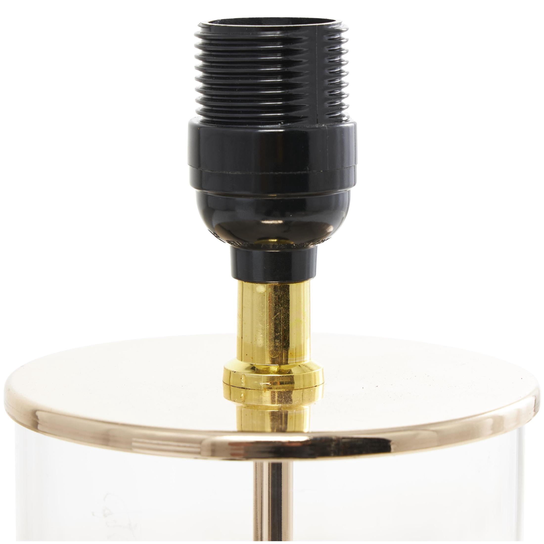 CosmoLiving by Cosmopolitan 25" Transparent Base Gold Table Lamp with Cream Linen Shade