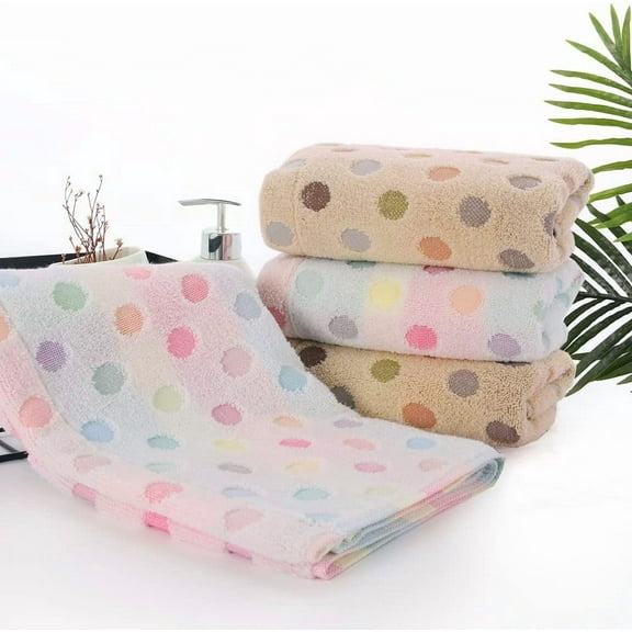 Hand Towels Set of Polka Dot Pattern 100% Cotton Soft Absorbent Decorative Towel for Bathroom