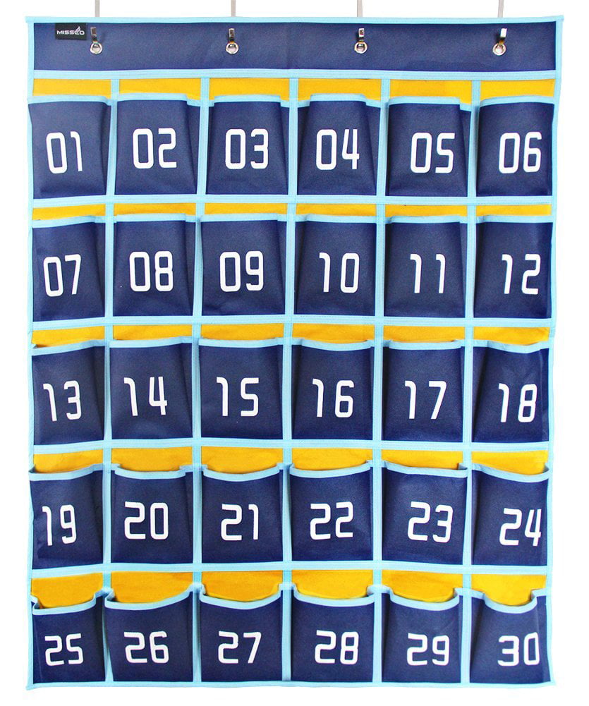 Eamay 30 Numbered Classroom Pocket Charts for Cell Phones and Calculators Holder Wall Door Mount Hanging Organizer 