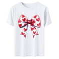 thumbnail image 4 of Craaazy Women's Bow Prints Fashion Round Neck Short Sleeved T-shirts Gifts, 4 of 6