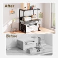 Printer Stand for Desk to Save Space, Metal+Wood for Home Office ...