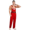 thumbnail image 6 of iiniim Men's Christmas Costume Mr Santa Claus Cosplay Velvet Overalls Jumpsuit with Pocket Red XXL, 6 of 8