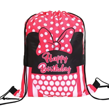 12-Pack Mickey Minnie Anime Themed Reusable Non-Woven Drawstring Gift Bags for Parties, Cosplay Events and Themed Decorations