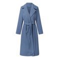 thumbnail image 6 of VINUSLI Women's 2025 Wool Blend Trench Elegant Notch Collar Jackets Mid Long Warm Pea Coats Dressy Casual Double Breasted Overcoat with Pockets Blue,M, 6 of 7