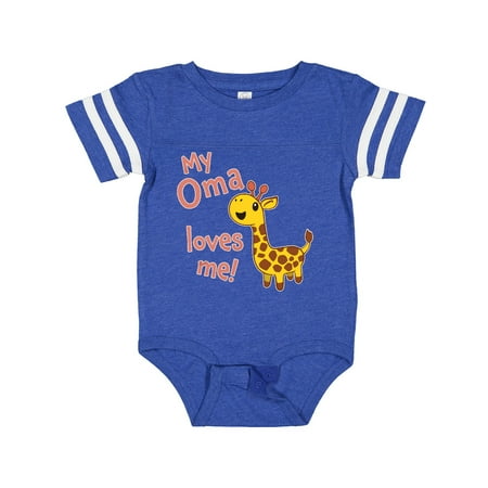 

Inktastic My Oma Loves Me- Cute Giraffe Boys or Girls Baby Bodysuit