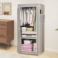 thumbnail image 3 of Easy Assembly Fabric Wardrobe Closet with Shelves, Portable Cloth Storage Organizer for Bedroom, Collapsible Garment Rack with Zippered Doors and Ventilation, 3 of 5