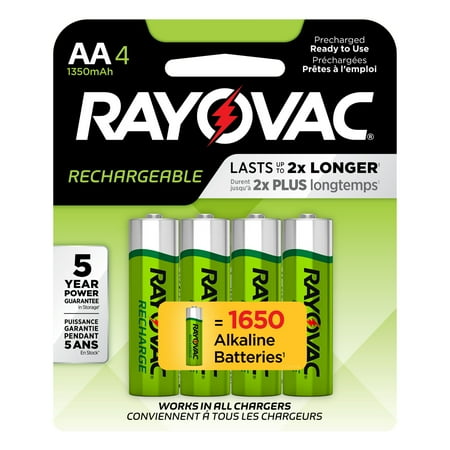 Rayovac Pre-charged Rechargeable NiMH, AA Batteries, 4 Count