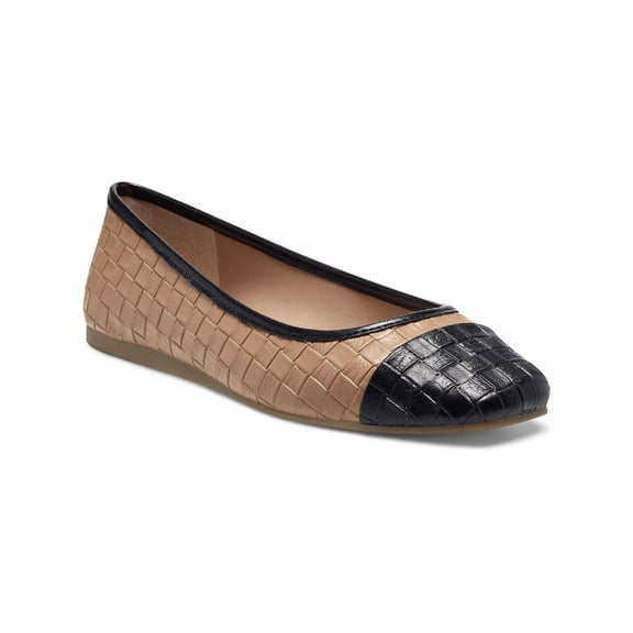 INC Womens Jenaya Faux Leather Square Toe Flats Brown 7.5 Medium (B,M)