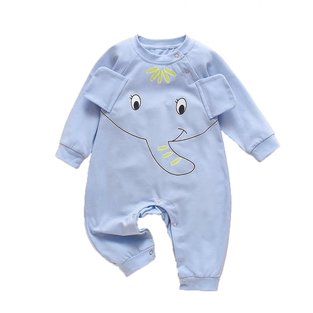 Mamelucos de bebé Mono infantil Patrón de elefante divertido con oreja sólida