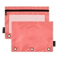 thumbnail image 2 of 2 Pack Pencil Pouch for 3 Ring Binder Smooth Zipper Folders with Pockets Clear Window Pencil Case Pastel Red, 2 of 6