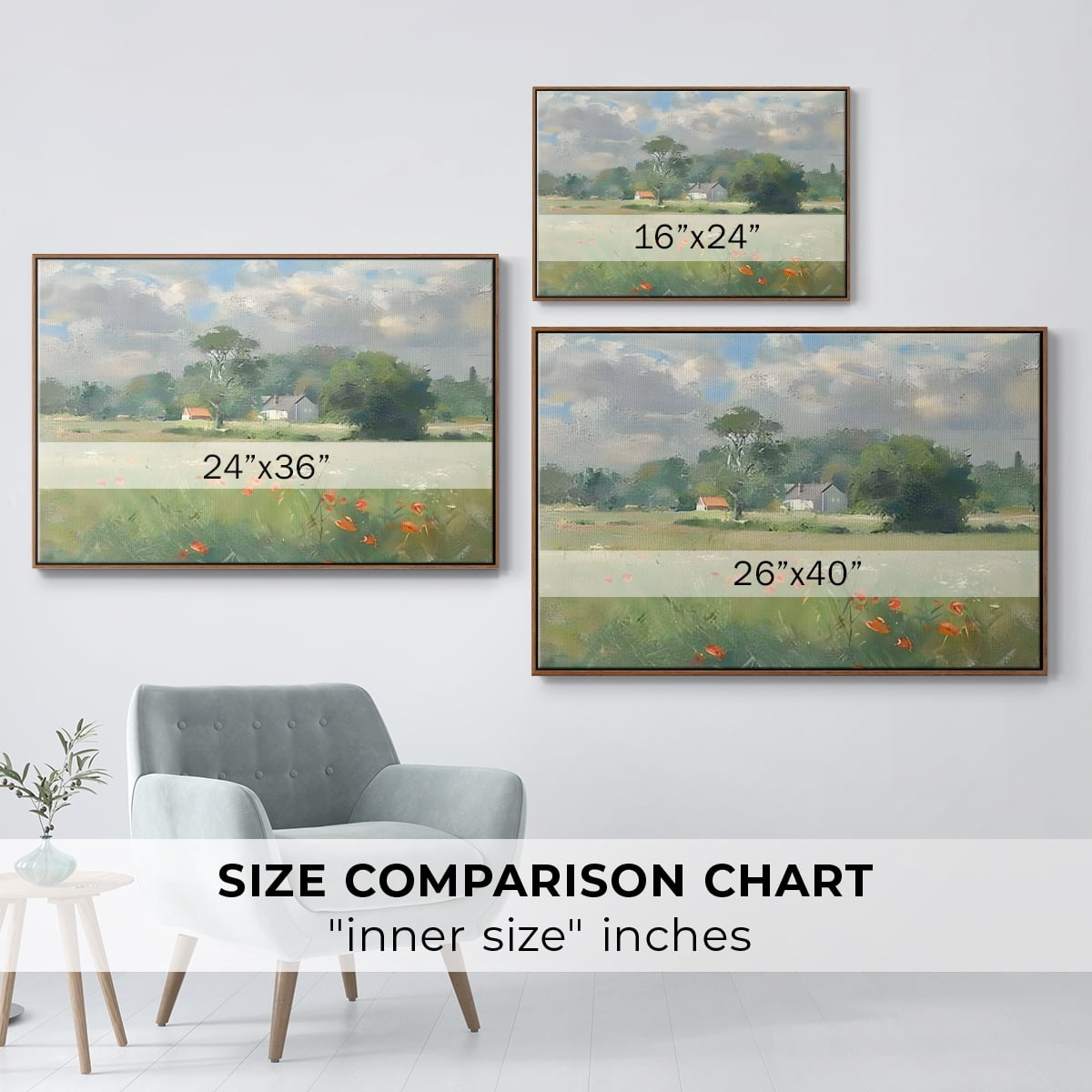 Vintage Landscape-CCLXI By Wexford Home Framed in Walnut Wood Gallery Wrapped Canvas 25 in. x 37 in.