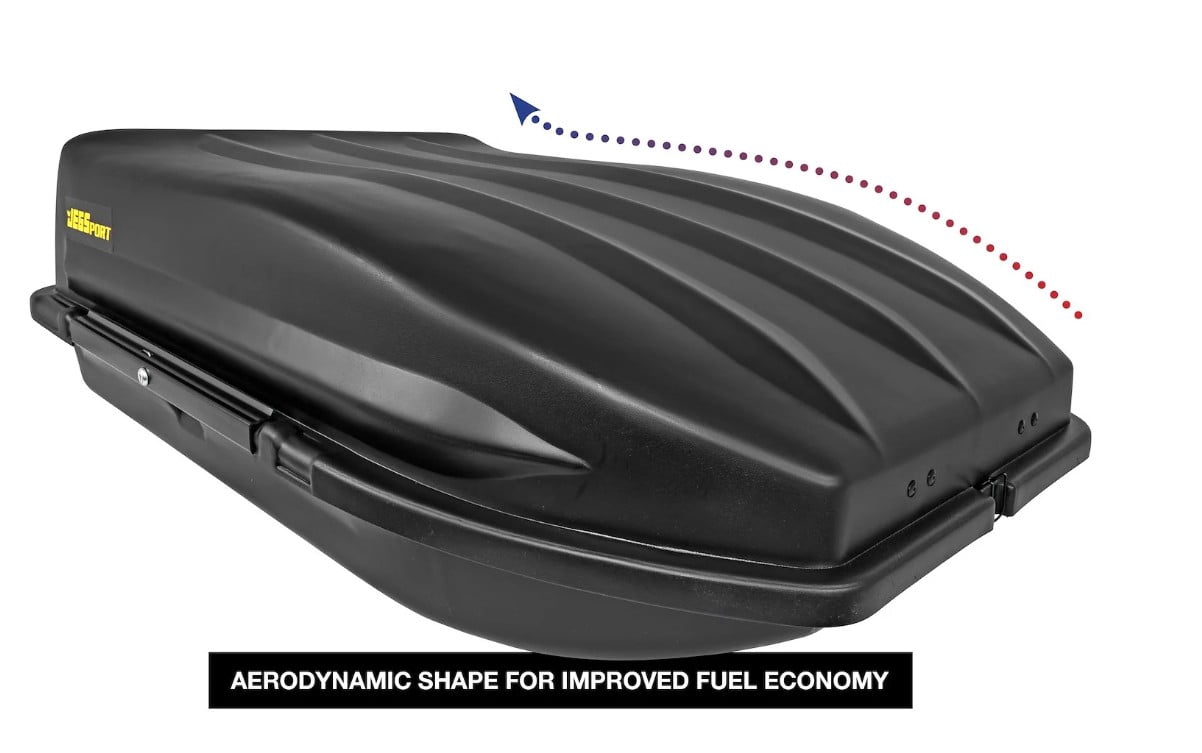 JEGS 18 Cubic ft. Rooftop Cargo Carrier, Heavy-Duty Weatherproof Lockable Hard Shell Storage w/110 lb. Carrying Capacity