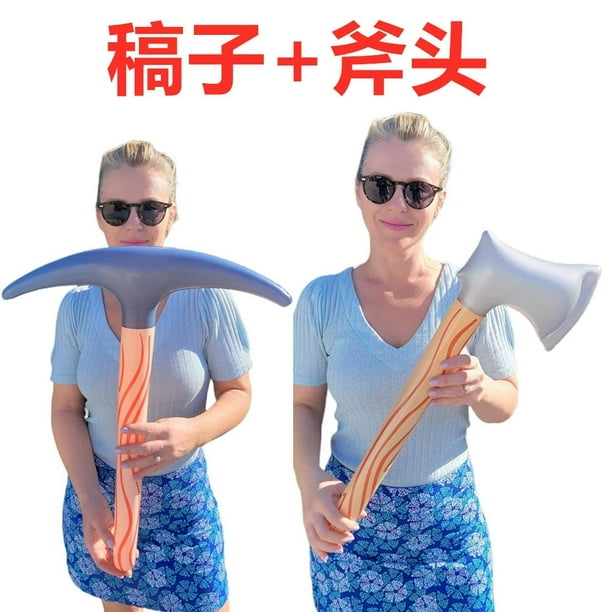 KAKOWELY 2 hachas inflables de plástico para fiestas en la playa, como globos, para cosplay, Halloween y fiestas en la piscina.