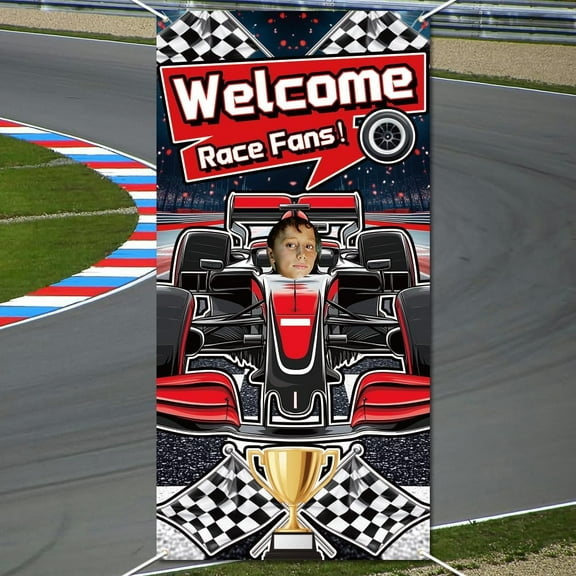 Welcome Race Fans Background Photo Door Banner for Party Decor 5.9x2.9ft Racing Car Theme Photo Door Backdrop Props Decor Large Fabric Fun Race Backdrop Birthday Party Supplies