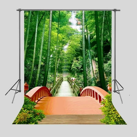 Image of HelloDecor Background 5x7ft Bamboo Forest and Bridge Photography Backdrop Photo Props Beautiful Scenery