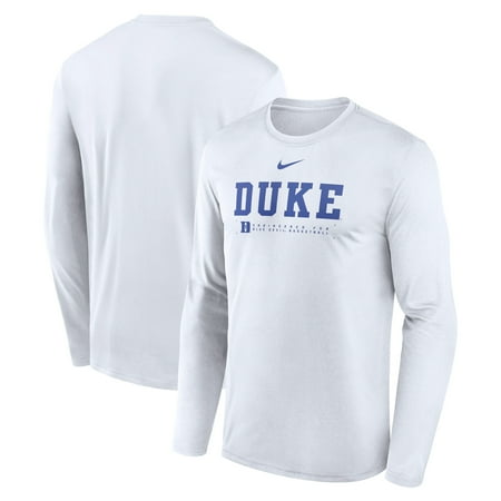 Men's Nike White Duke Blue Devils 2025 Courtside Basketball Shootaround Legend Dri-FIT Long Sleeve T-Shirt
