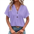 thumbnail image 2 of Tops Henley de Corta con Cuello en V para Mujer, Morados, Talla S, 2 of 6