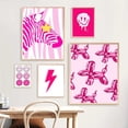 thumbnail image 4 of Póster de cebra y leopardo rosa a la moda, obra de arte minimalista para pared, pintura en lienzo moderna, imágenes impresas de amor, decoración del hogar para habitación de niños y guardería, 4 of 5