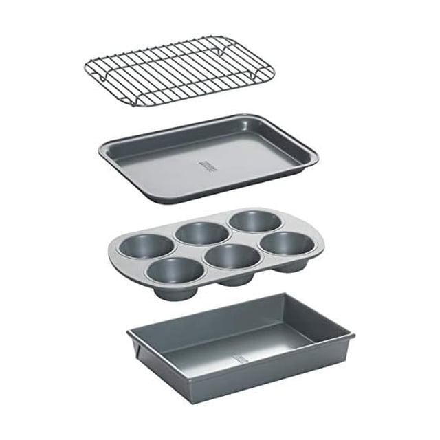 Chicago Metallic 8044 Non-Stick Toaster Oven Set, 4-Piece