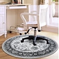 thumbnail image 2 of Jamfeel Round Rugs Vintage Print Low Pile Non-slip Circle Carpet Indoor Area Rug for Living Room Nursery, 5ft, Black and White, 2 of 7