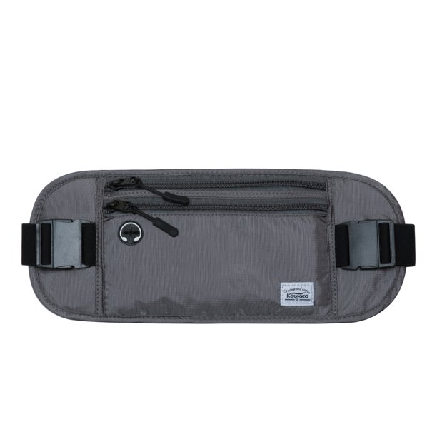 KAUKKO Riñonera reflectante sin rebote para correr, unisex, resistente al agua, para entrenamiento, para fitness, trotar, senderismo, viajes, soporte para teléfono móvil KAUKKO KI03-Grey