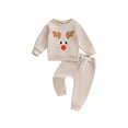 thumbnail image 2 of 0-3Y Kid Baby Boys Christmas Outfits 6M 12M 18M 24M 3Y Long Sleeve Deer Embroidery Sweatshirt and Pants Set Toddler Clothes, 2 of 10
