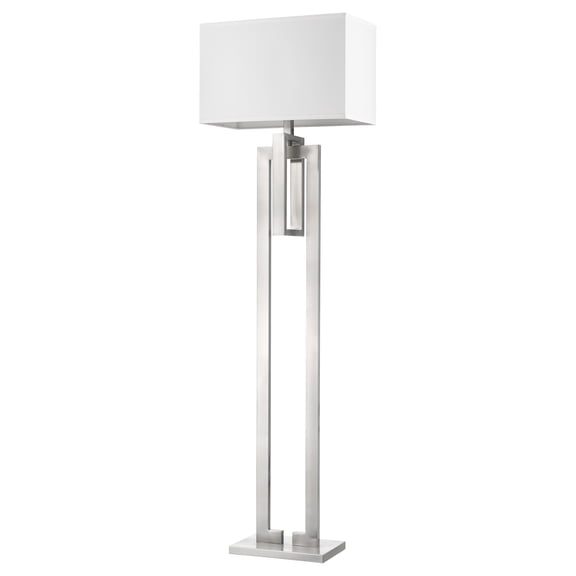 Precision 1-Light Brushed Nickel Floor Lamp With Ivory Shantung Shade
